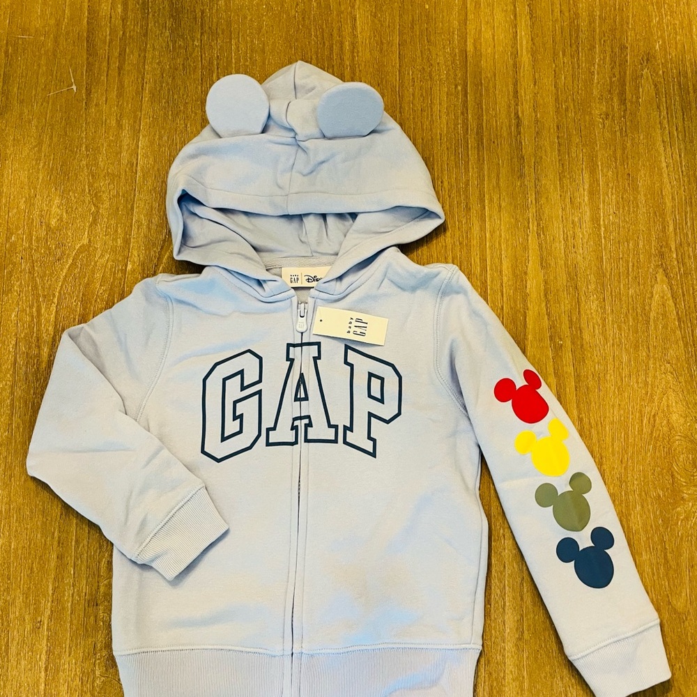 NWT! NEW Gap Kids Disney Mickey Full zip hoodie/blue-organic cotton- size 5T